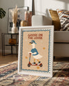 Kaz Scooter Üzerinde - Eğlenceli ve Şirin Bir Seyahat Teması Poster Tablosu