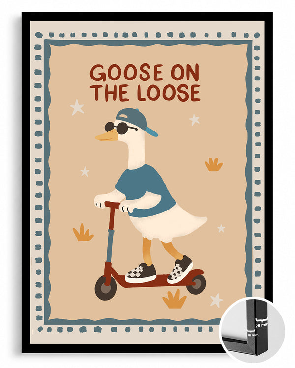 Kaz Scooter Üzerinde - Eğlenceli ve Şirin Bir Seyahat Teması Poster Tablosu