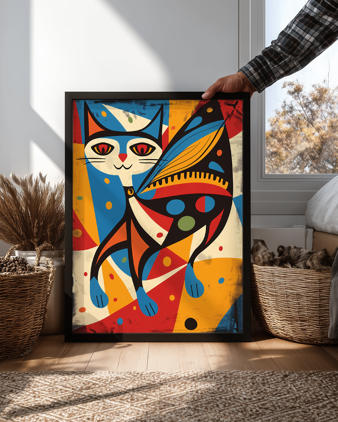 Kedi-Böcek Kanat Deseni Poster Tablosu