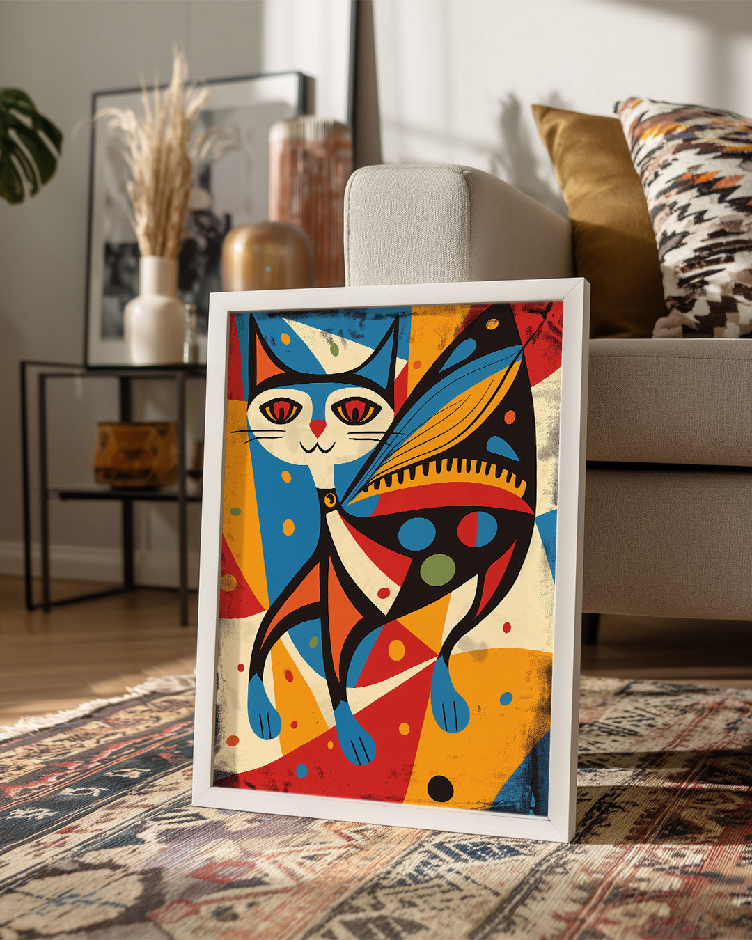 Kedi-Böcek Kanat Deseni Poster Tablosu