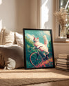 Kedi - Bisiklet Üzerinde Poster Tablosu