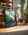 Kedi - Bisiklet Üzerinde Poster Tablosu