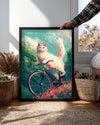 Kedi - Bisiklet Üzerinde Poster Tablosu