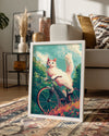 Kedi - Bisiklet Üzerinde Poster Tablosu