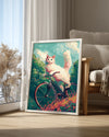 Kedi - Bisiklet Üzerinde Poster Tablosu