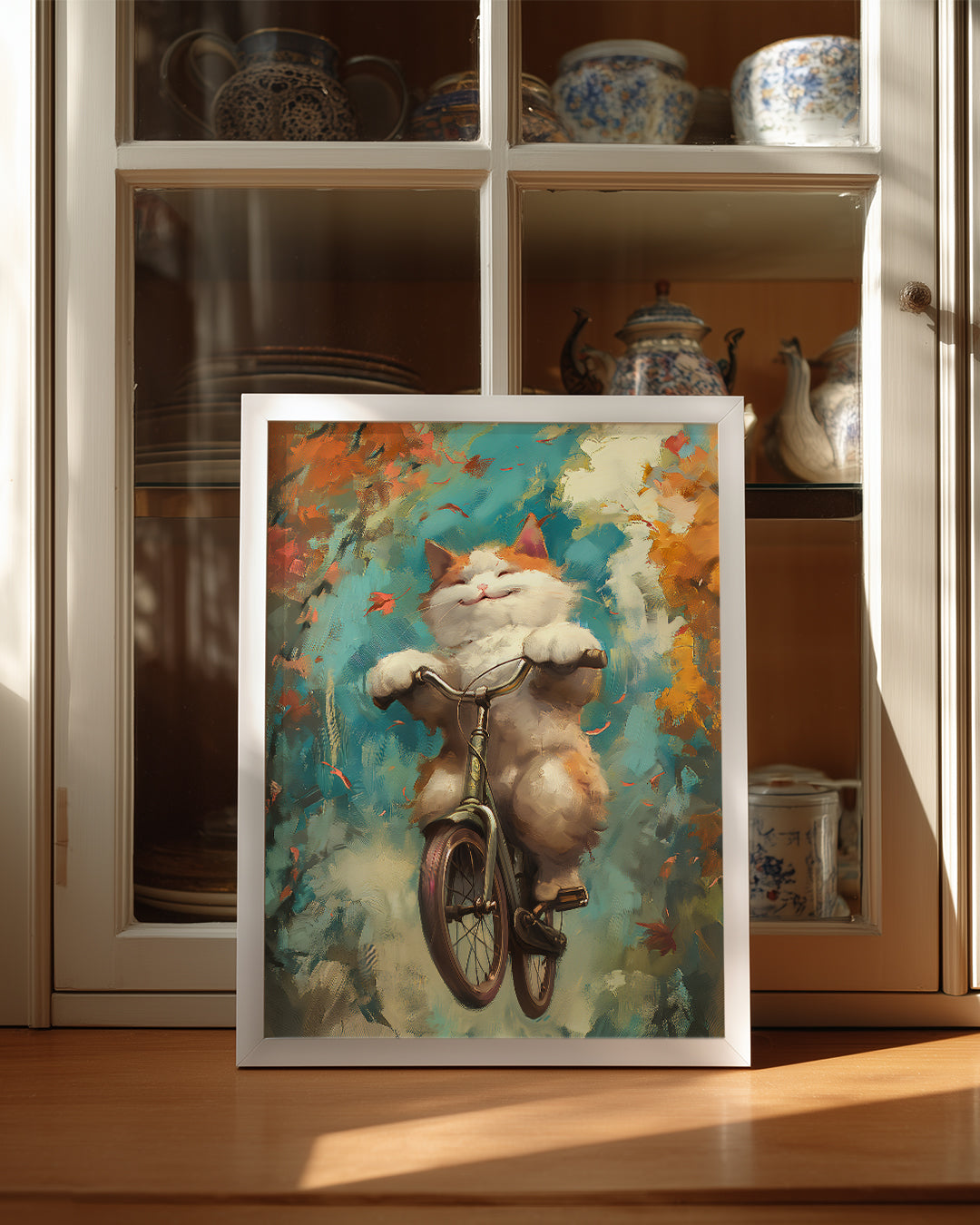 Kedi - Bisiklet Üzerinde Zıplama Poster Tablosu