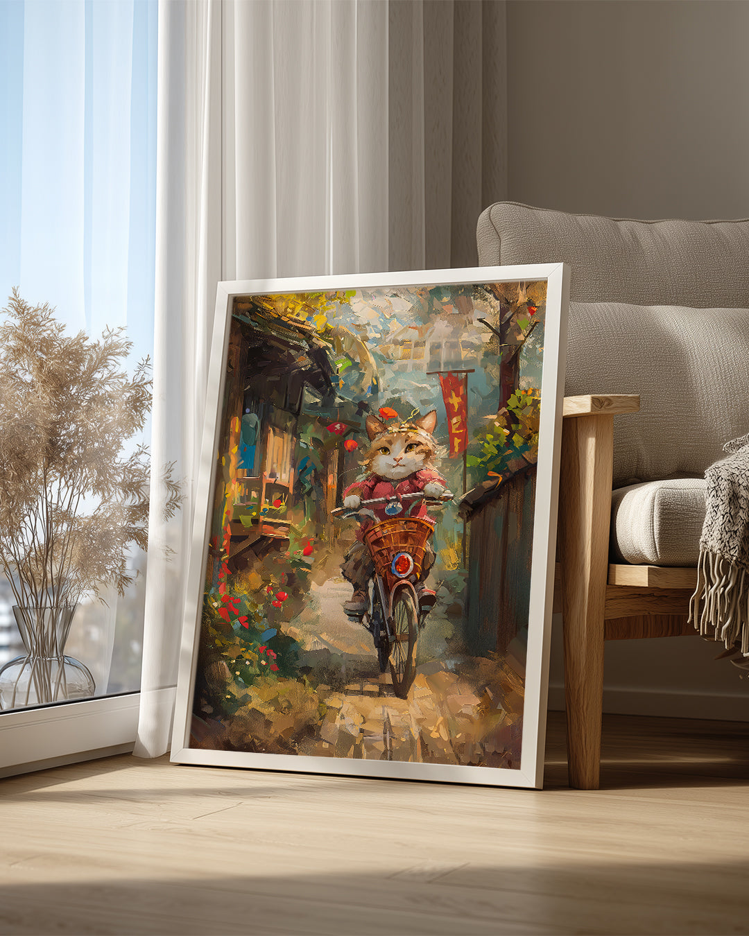 Kedi - Bisikletli Gezgin Poster Tablosu