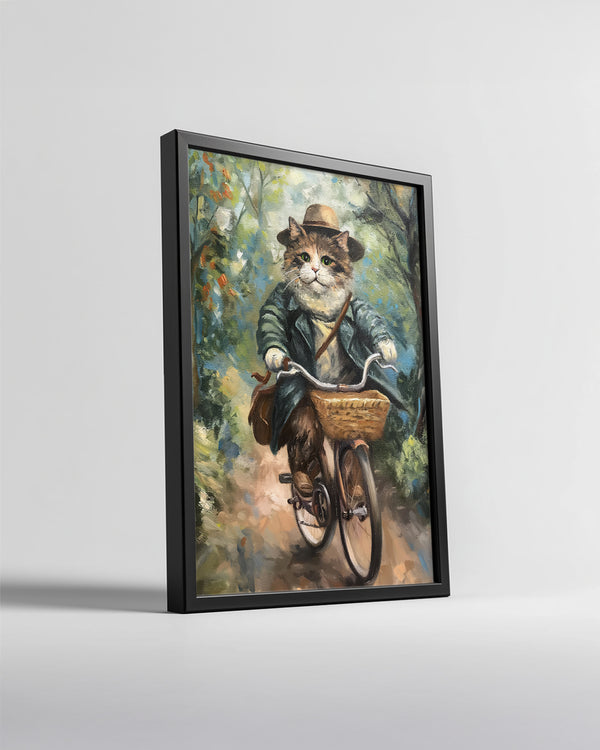 Kedi - Bisikletli Gezinti Poster Tablosu