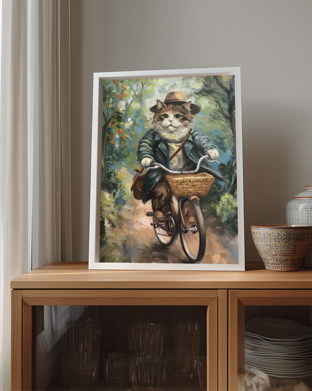 Kedi - Bisikletli Gezinti Poster Tablosu