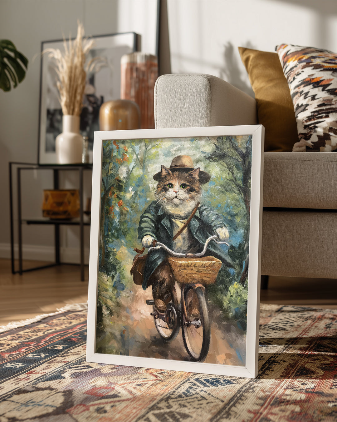 Kedi - Bisikletli Gezinti Poster Tablosu