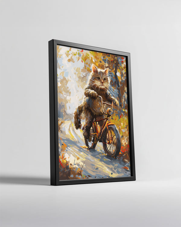 Kedi - Bisiklette Gezen Poster Tablosu