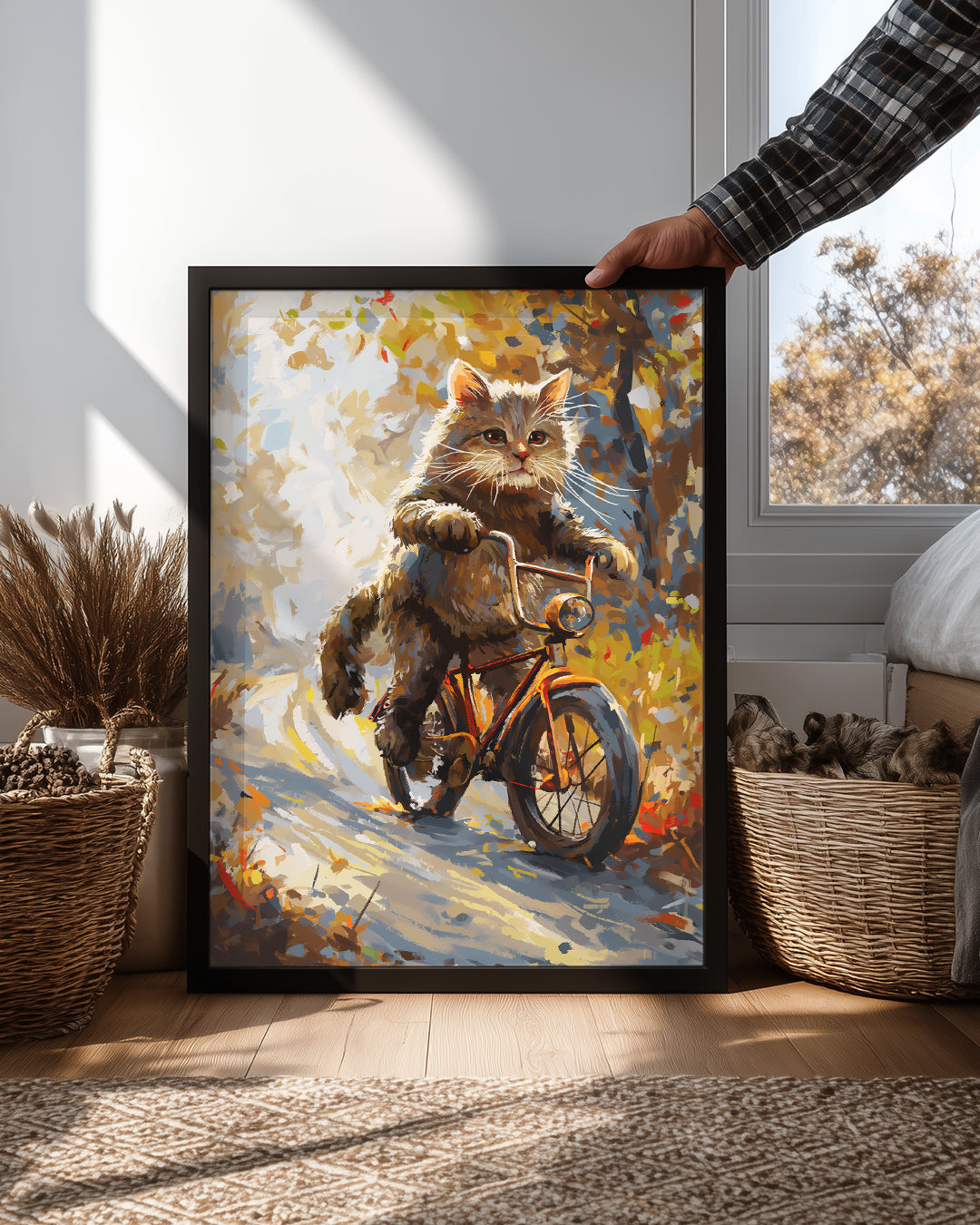 Kedi - Bisiklette Gezen Poster Tablosu
