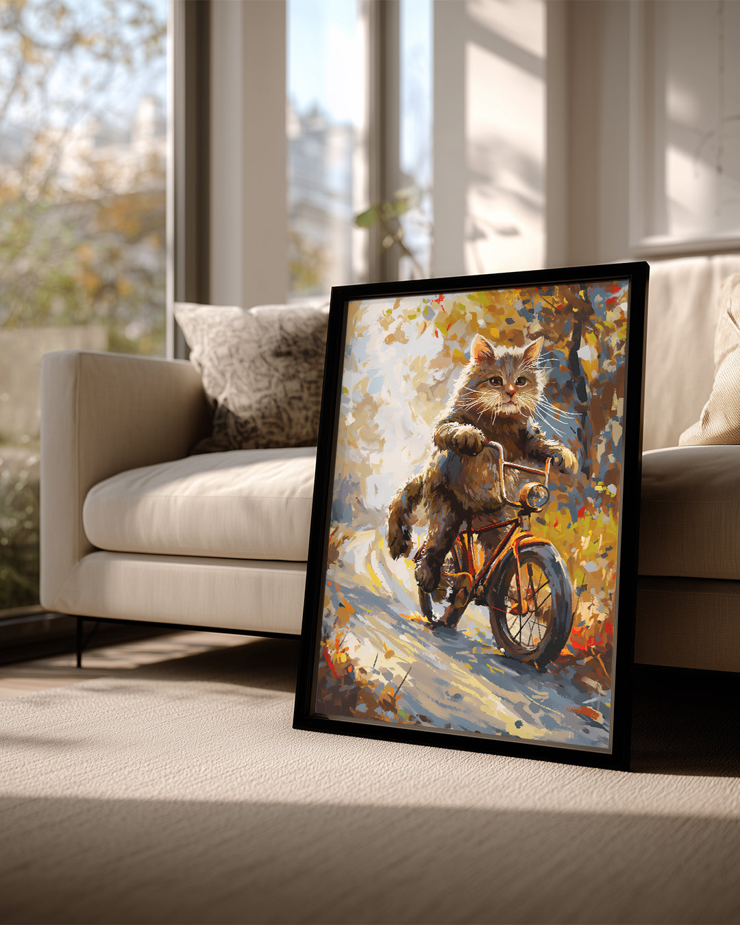 Kedi - Bisiklette Gezen Poster Tablosu