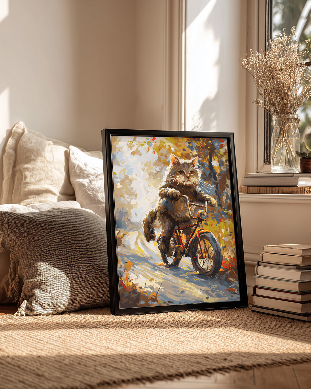 Kedi - Bisiklette Gezen Poster Tablosu