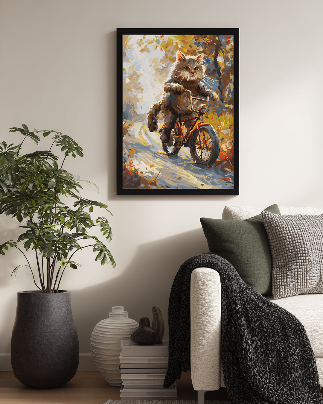 Kedi - Bisiklette Gezen Poster Tablosu