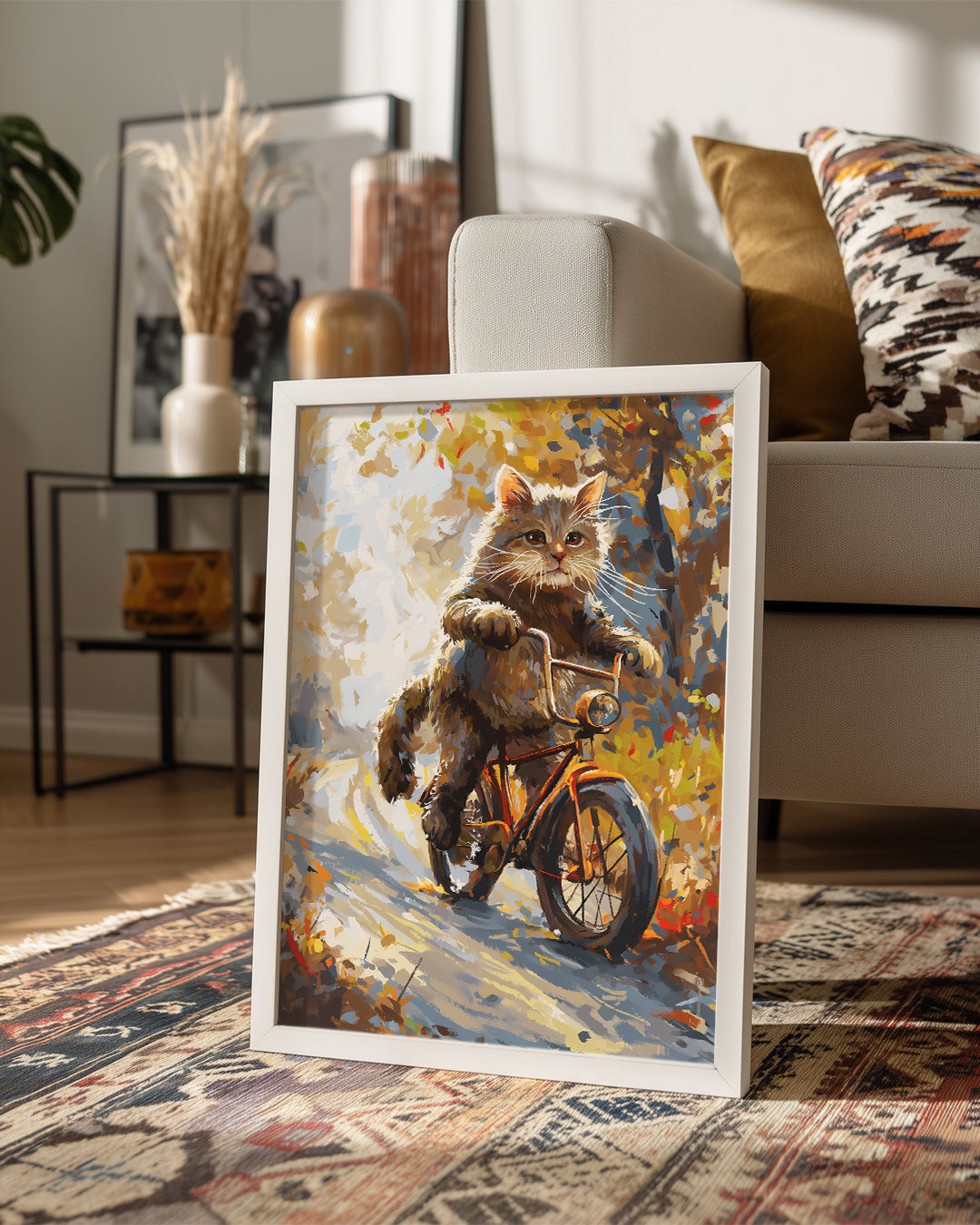 Kedi - Bisiklette Gezen Poster Tablosu