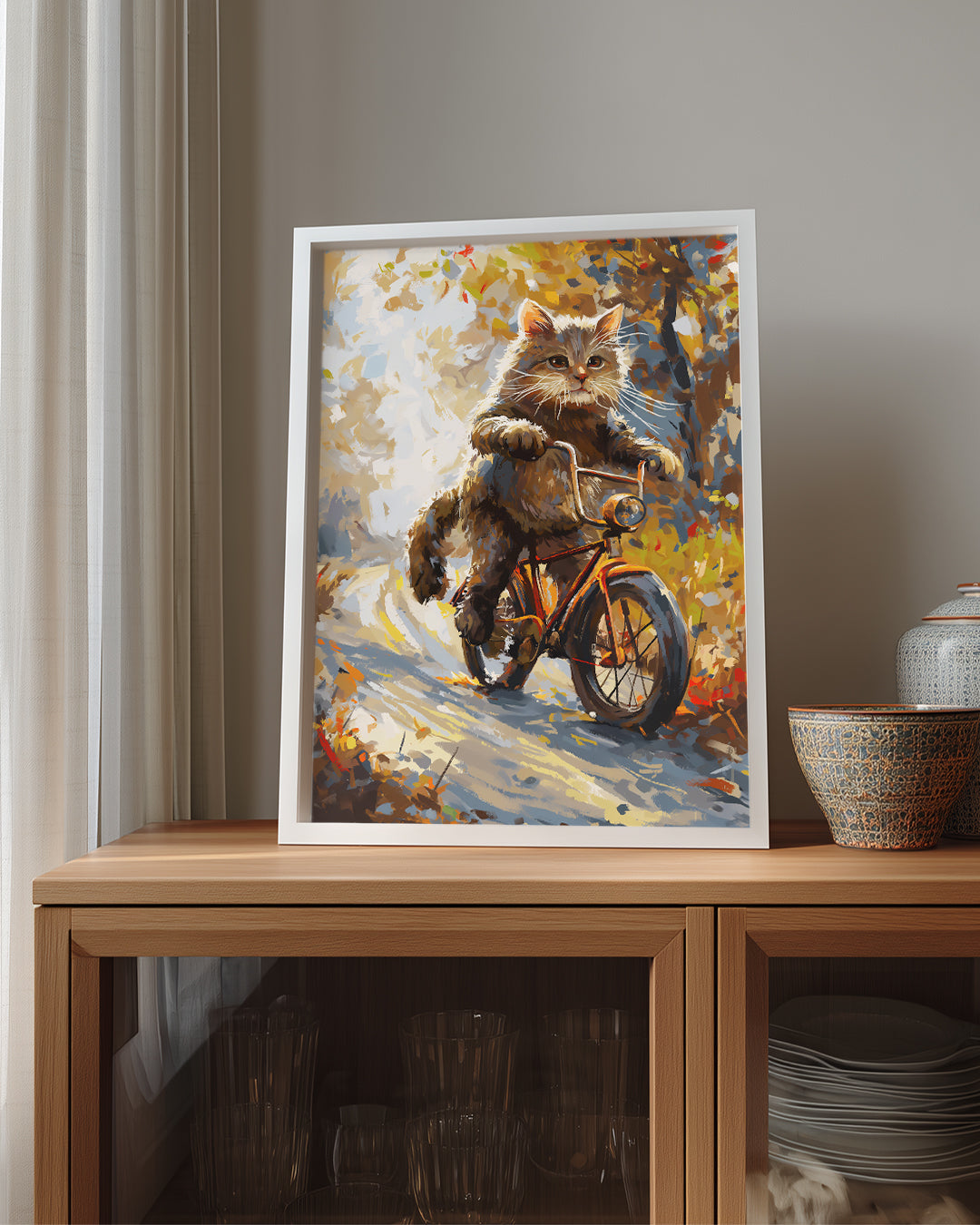 Kedi - Bisiklette Gezen Poster Tablosu