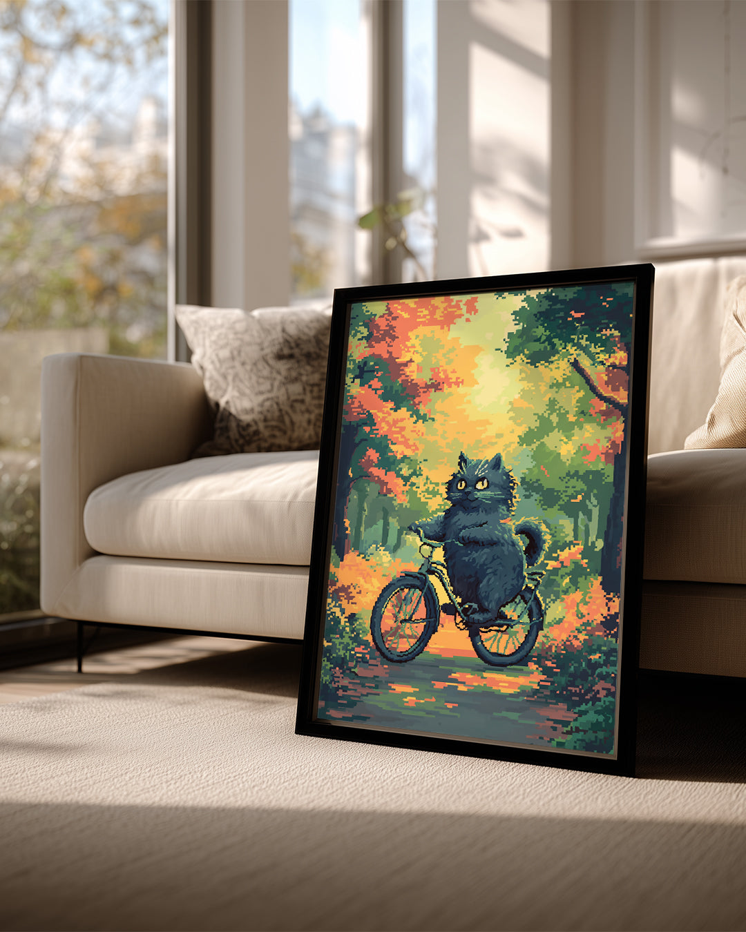 Kedi - Bisiklette Seyahat Poster Tablosu