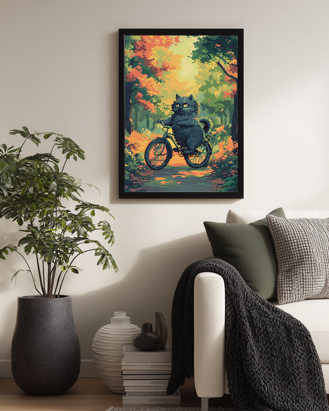 Kedi - Bisiklette Seyahat Poster Tablosu