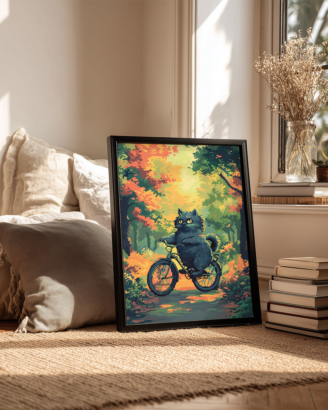Kedi - Bisiklette Seyahat Poster Tablosu