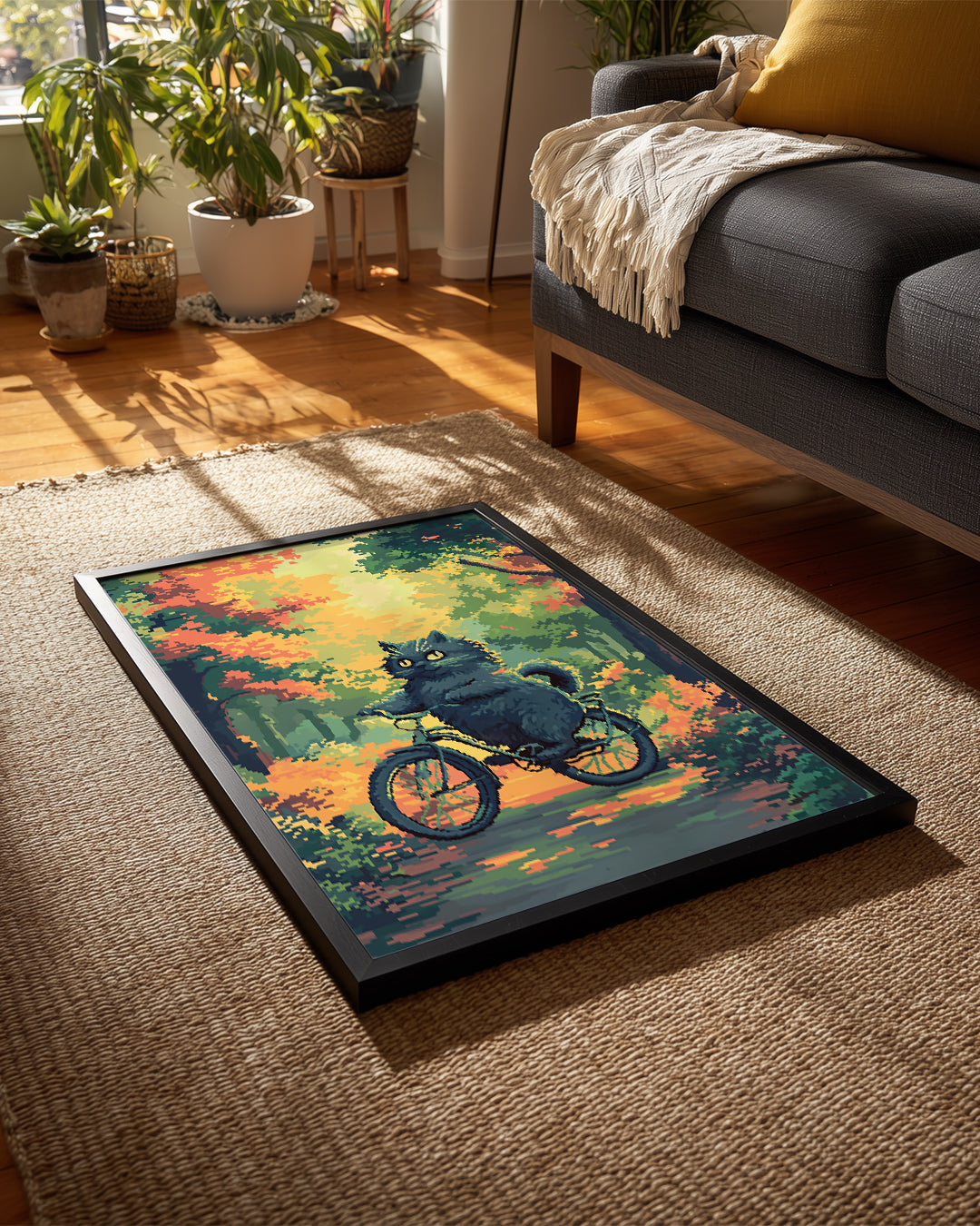 Kedi - Bisiklette Seyahat Poster Tablosu