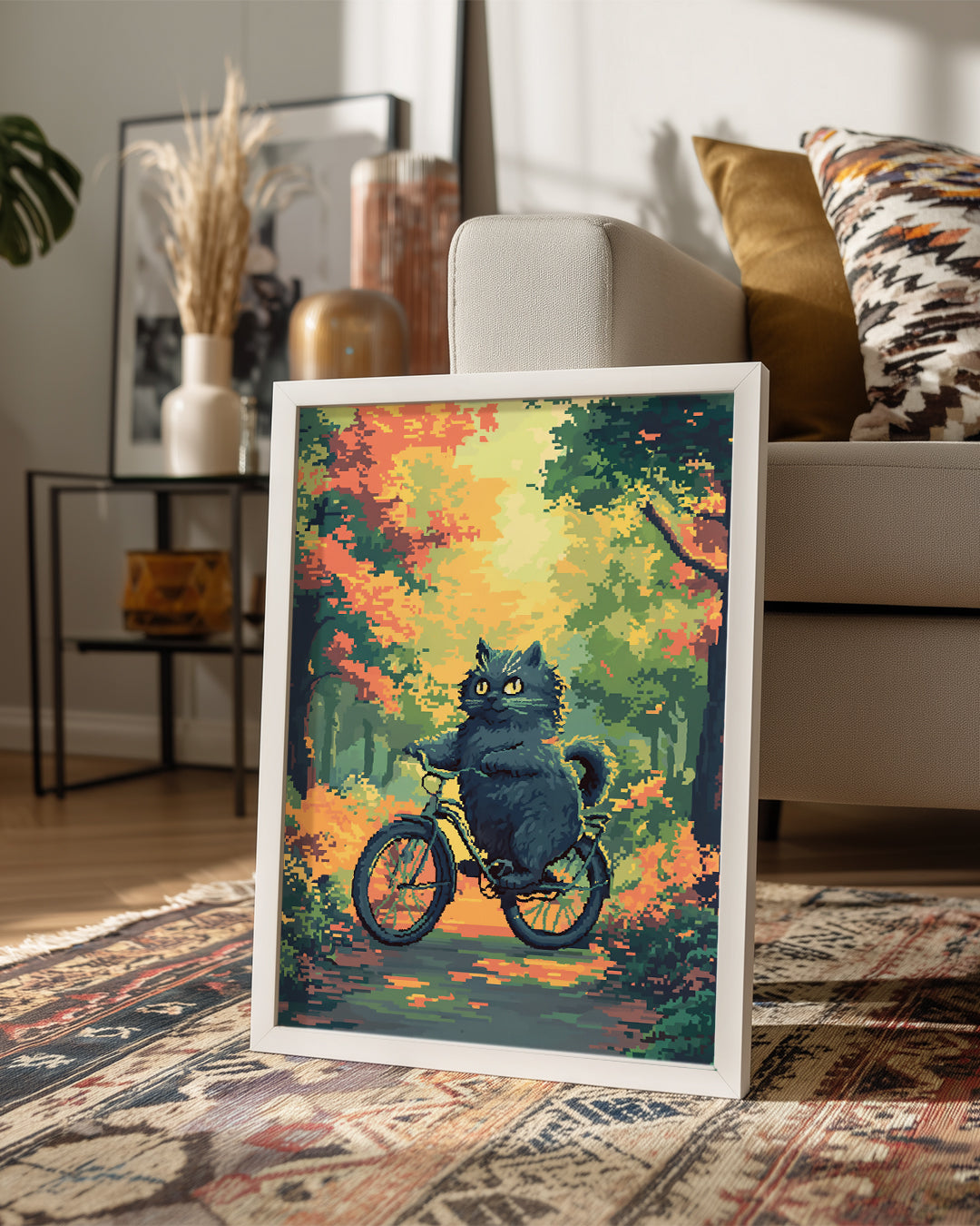 Kedi - Bisiklette Seyahat Poster Tablosu