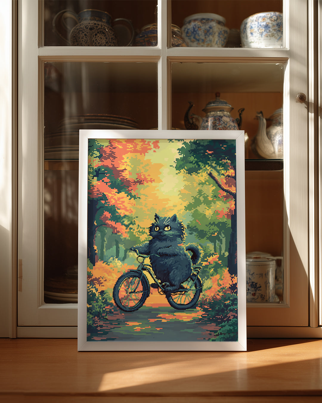 Kedi - Bisiklette Seyahat Poster Tablosu