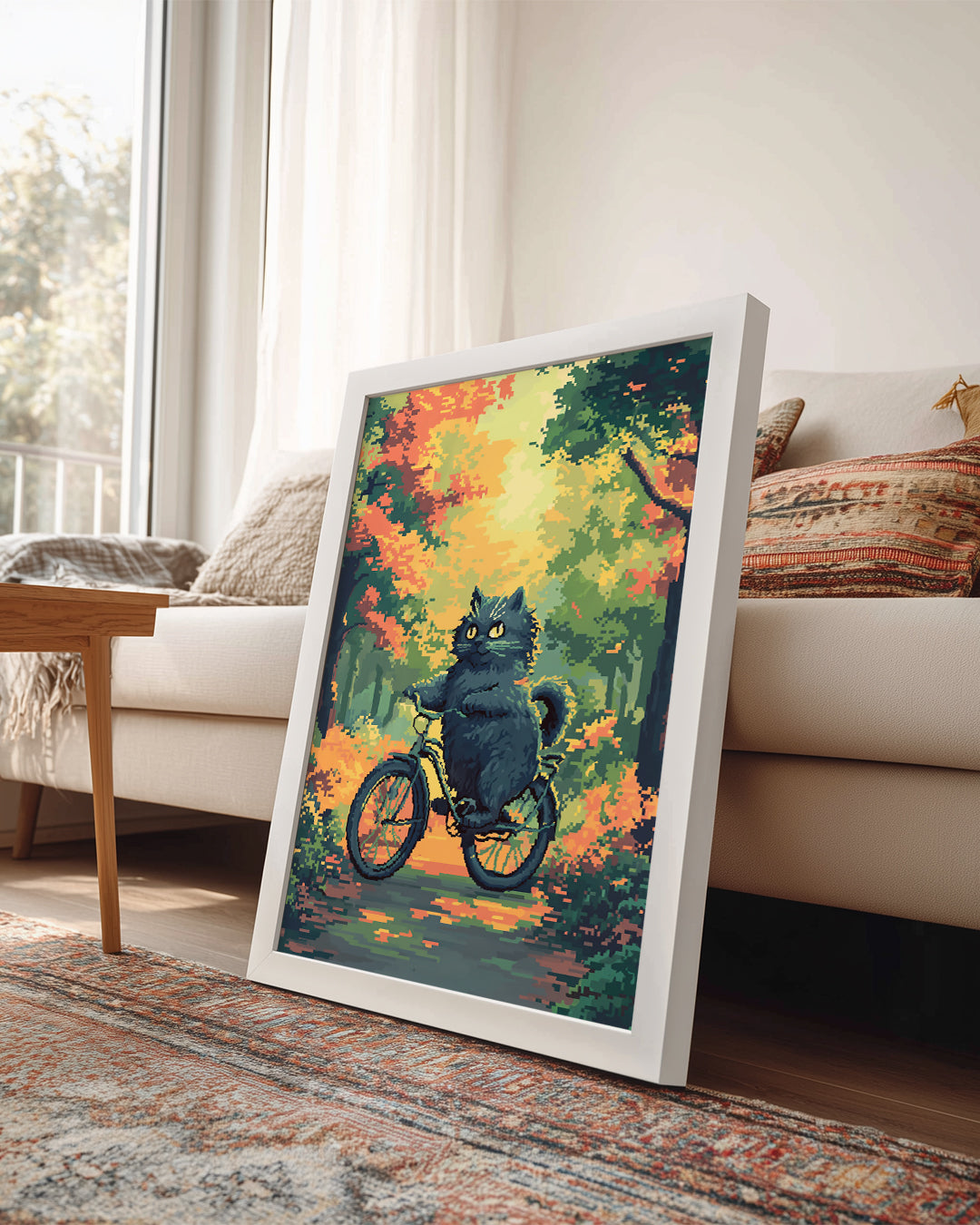 Kedi - Bisiklette Seyahat Poster Tablosu