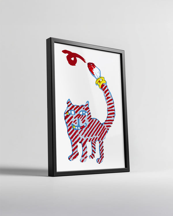 Kedi - Çizgili Desen Poster Tablosu