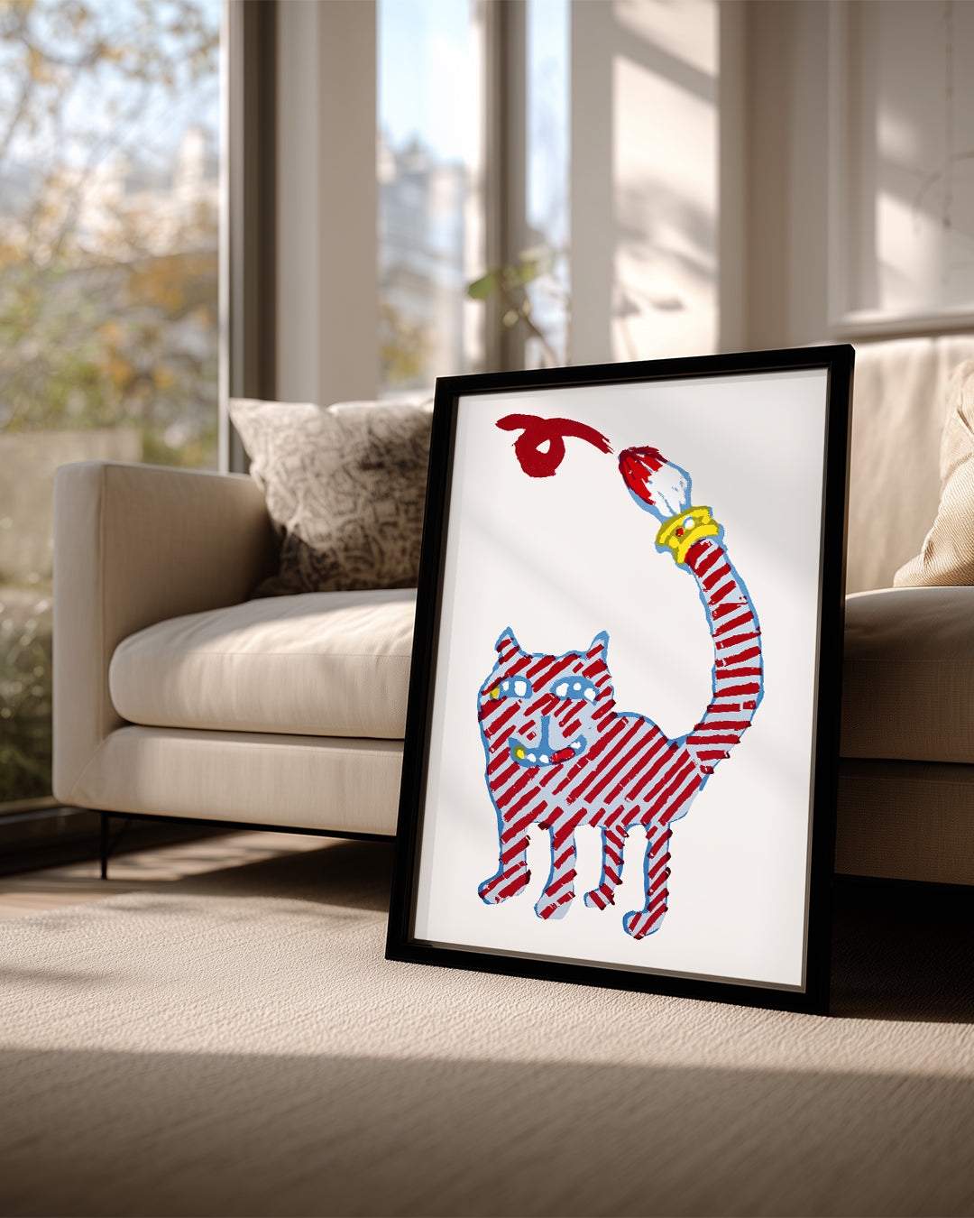 Kedi - Çizgili Desen Poster Tablosu
