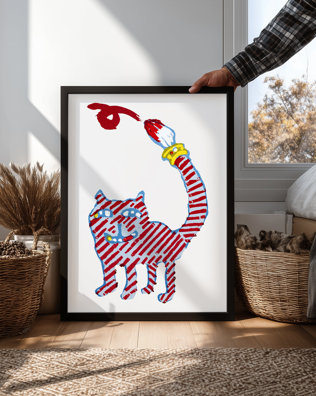 Kedi - Çizgili Desen Poster Tablosu