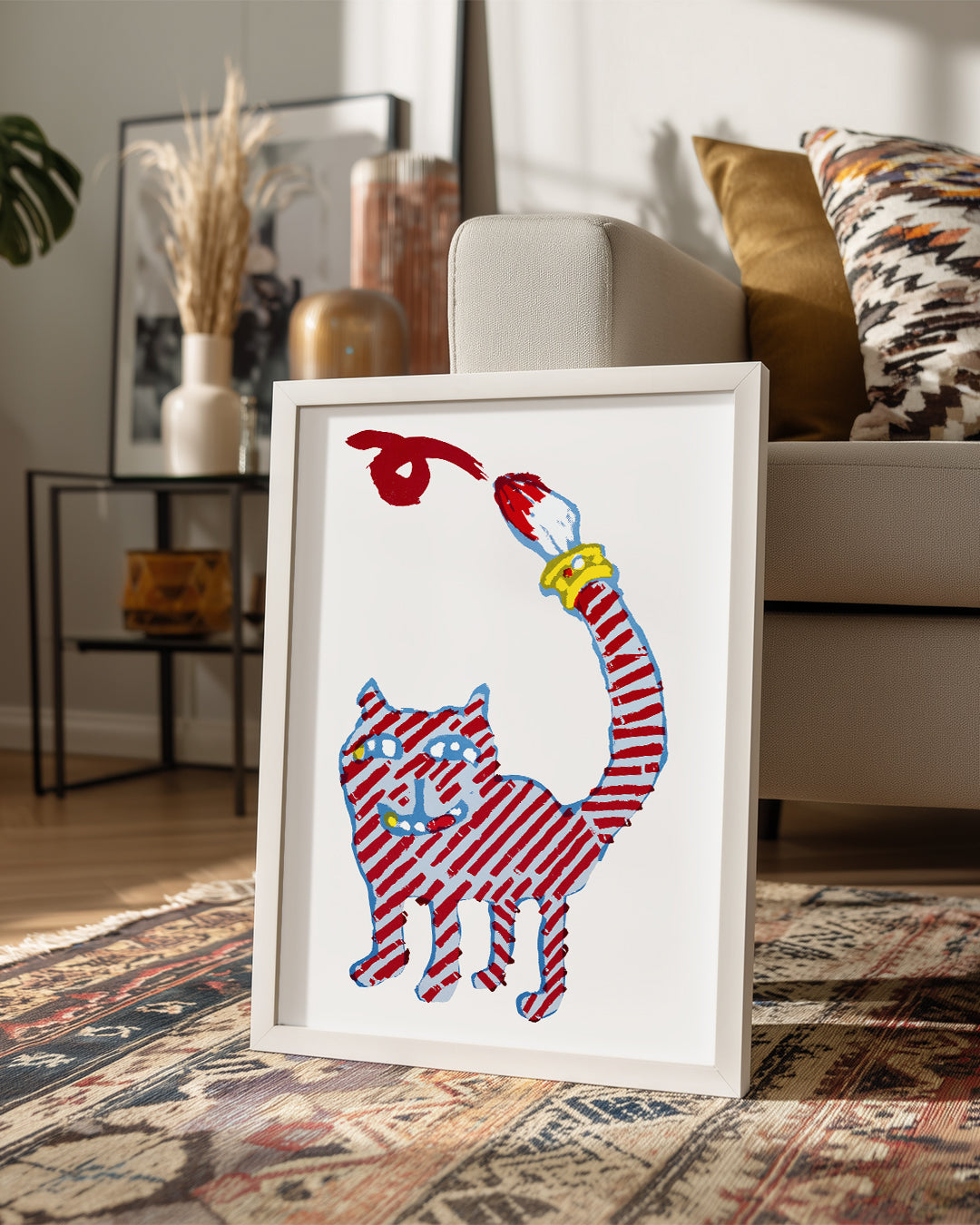 Kedi - Çizgili Desen Poster Tablosu