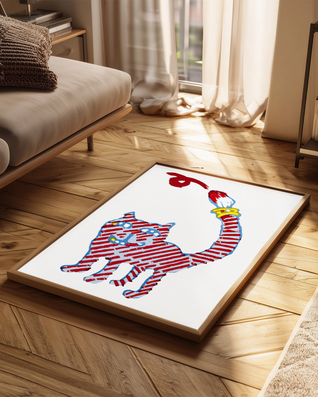 Kedi - Çizgili Desen Poster Tablosu