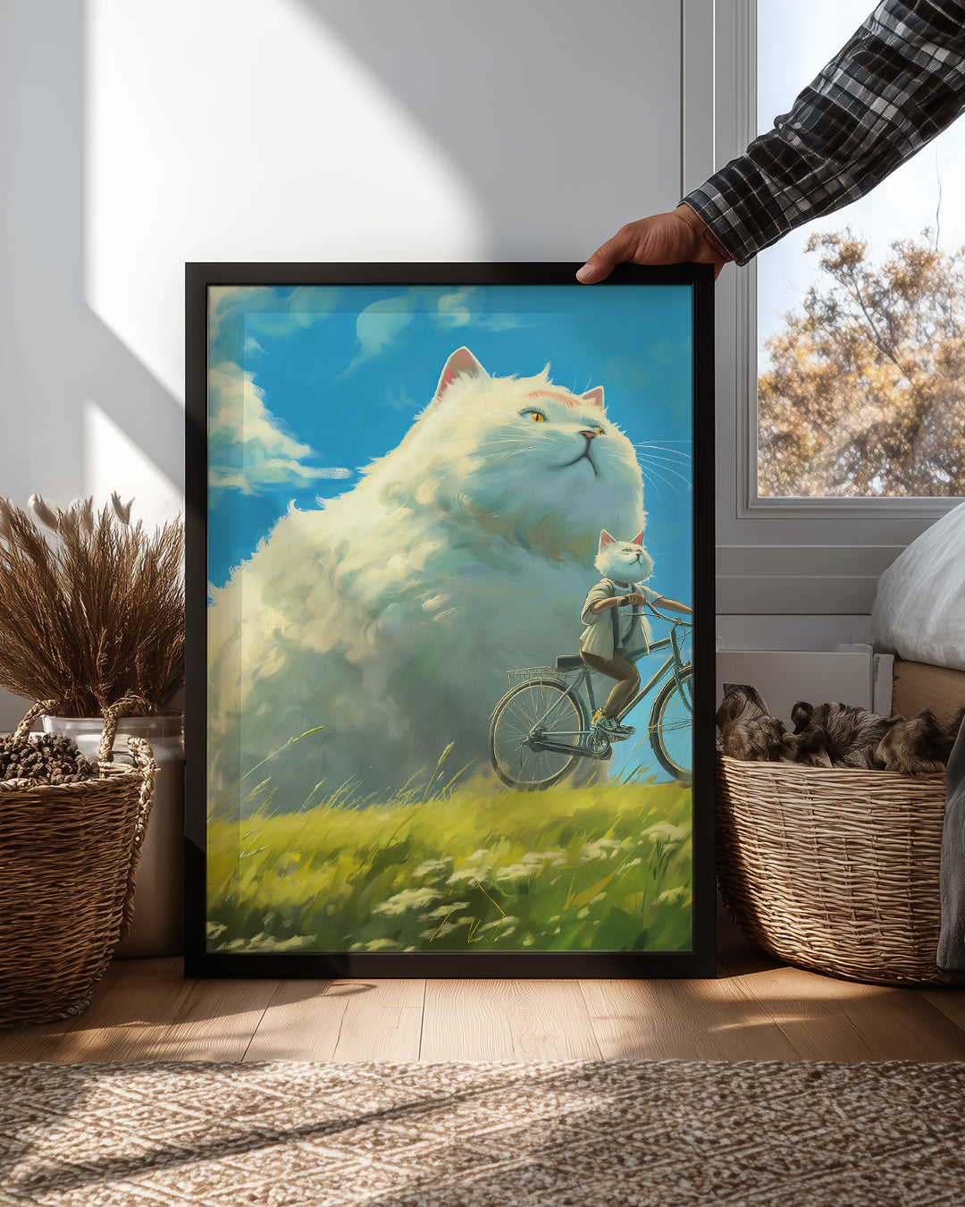 Kedi - Devasa Beyaz Post Poster Tablosu