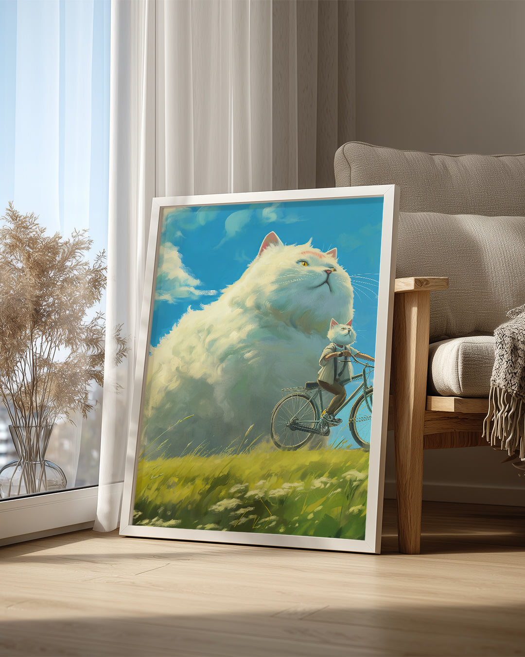 Kedi - Devasa Beyaz Post Poster Tablosu