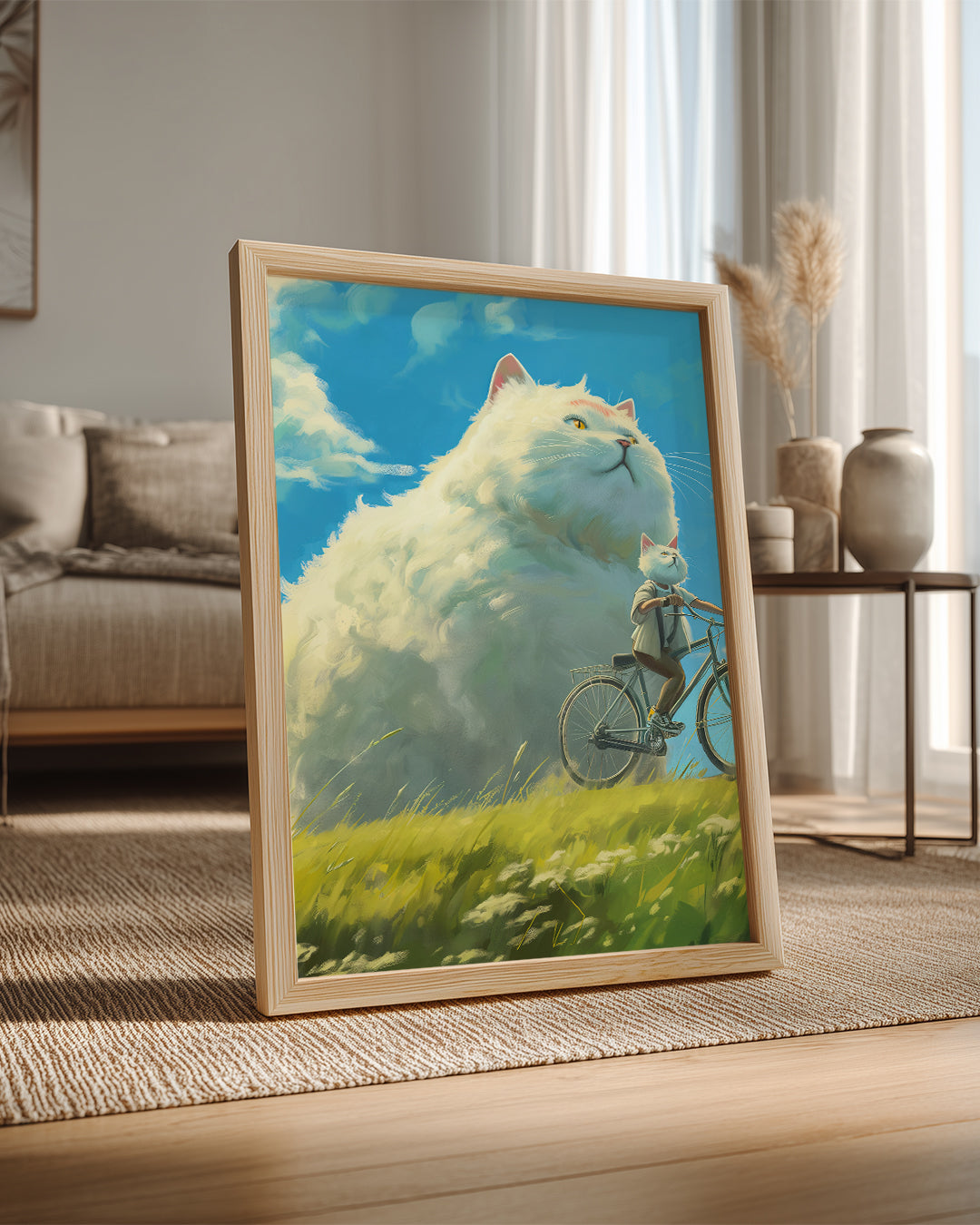 Kedi - Devasa Beyaz Post Poster Tablosu