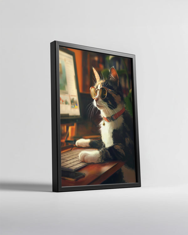 Kedi - Gözlük Takan Umutlu Hayvan Poster Tablosu