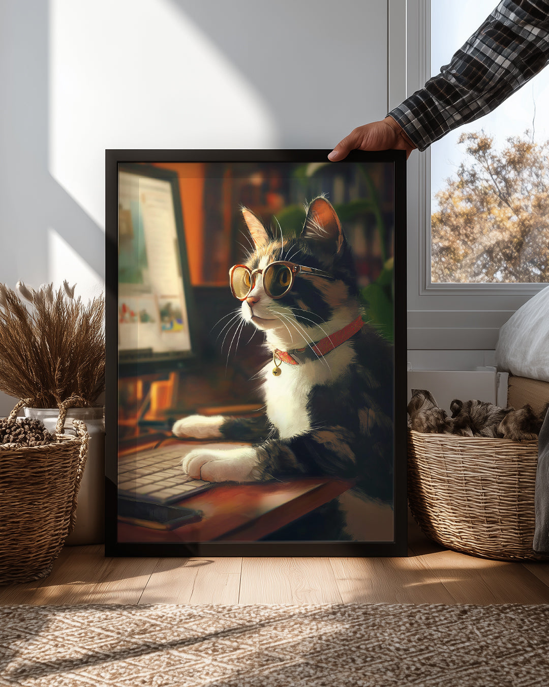 Kedi - Gözlük Takan Umutlu Hayvan Poster Tablosu
