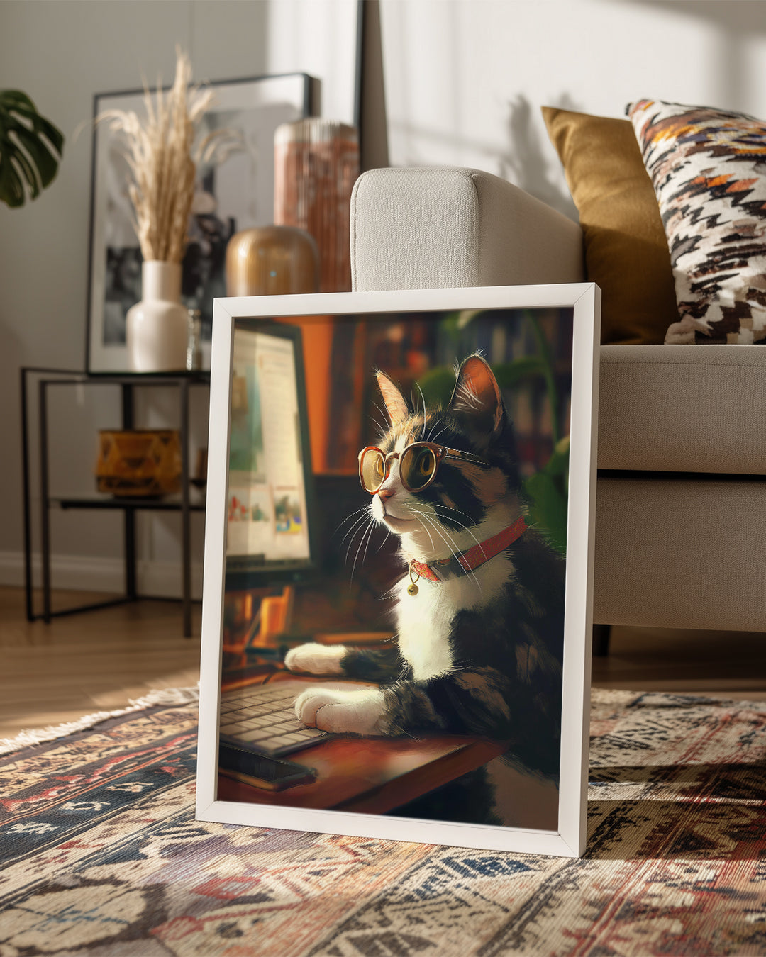 Kedi - Gözlük Takan Umutlu Hayvan Poster Tablosu
