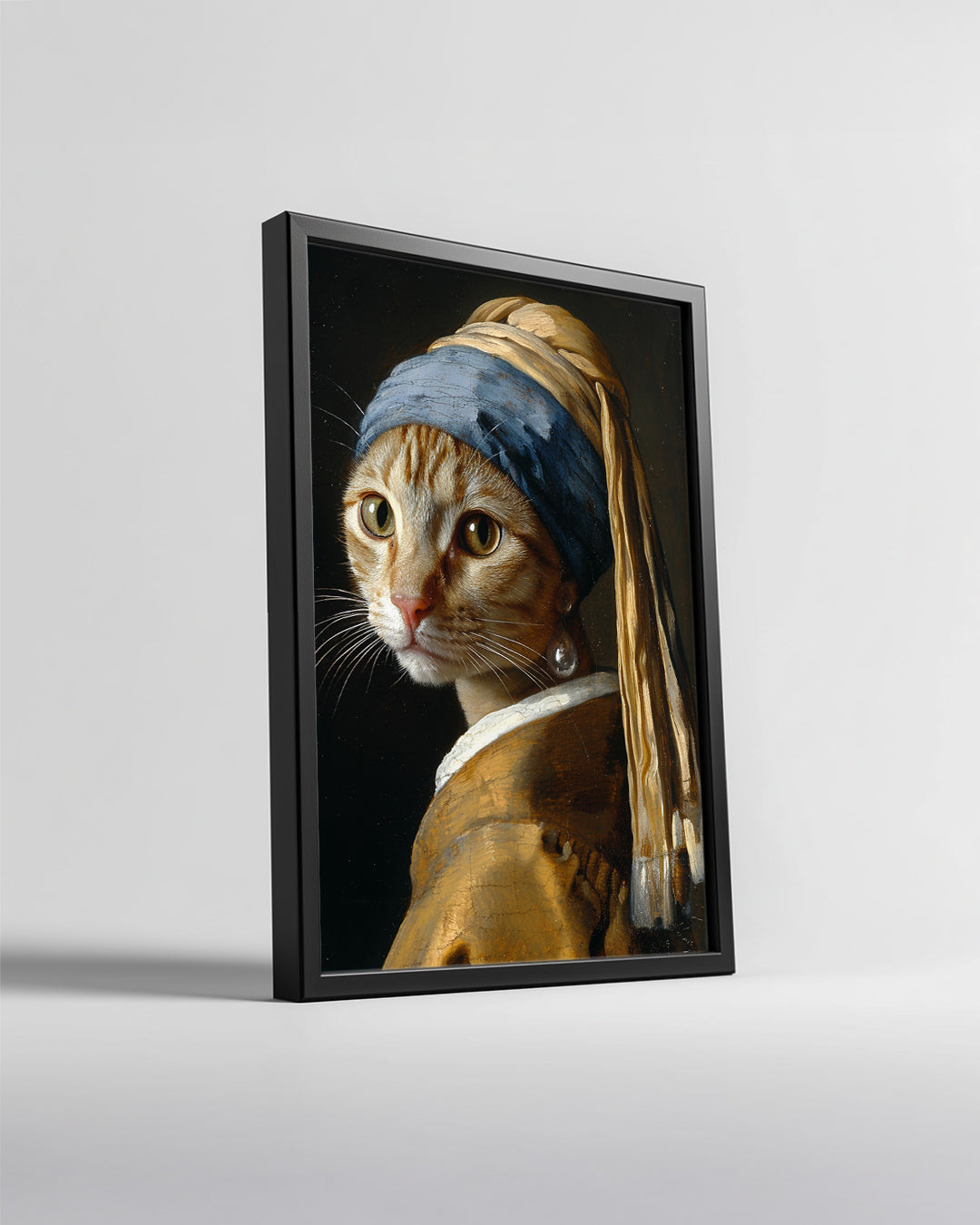 Kedi - İnci Küpe Deseni Poster Tablosu