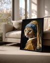 Kedi - İnci Küpe Deseni Poster Tablosu