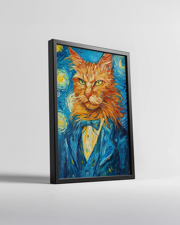Kedi - İri Gözler Ve Şık Takım Elbise Poster Tablosu