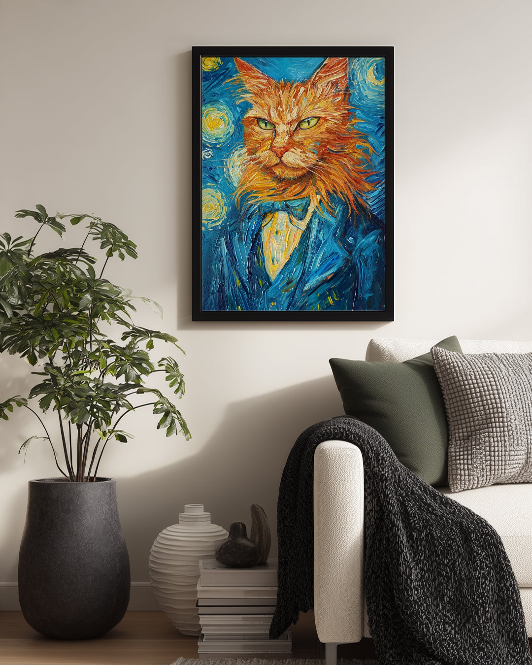 Kedi - İri Gözler Ve Şık Takım Elbise Poster Tablosu