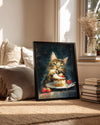 Kedi - Krema Ve Çilek İle Oyun Poster Tablosu