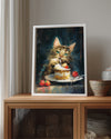 Kedi - Krema Ve Çilek İle Oyun Poster Tablosu
