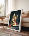 Kedi - Krema Ve Çilek İle Oyun Poster Tablosu