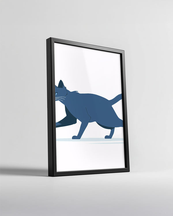Kedi - Mavi Tüy Yürüyüşü Poster Tablosu