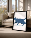 Kedi - Mavi Tüy Yürüyüşü Poster Tablosu