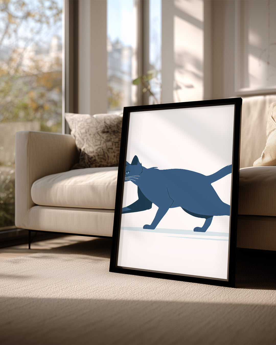 Kedi - Mavi Tüy Yürüyüşü Poster Tablosu