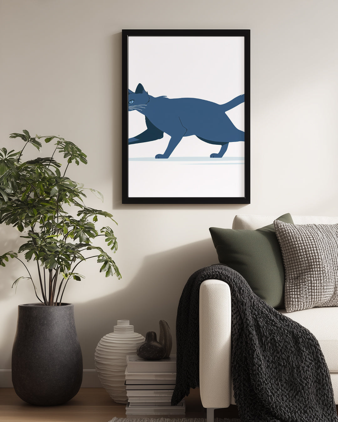 Kedi - Mavi Tüy Yürüyüşü Poster Tablosu